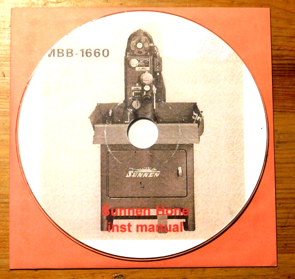 Sunnen MBB 1660 honing machine instruction manual  on CD-ROM