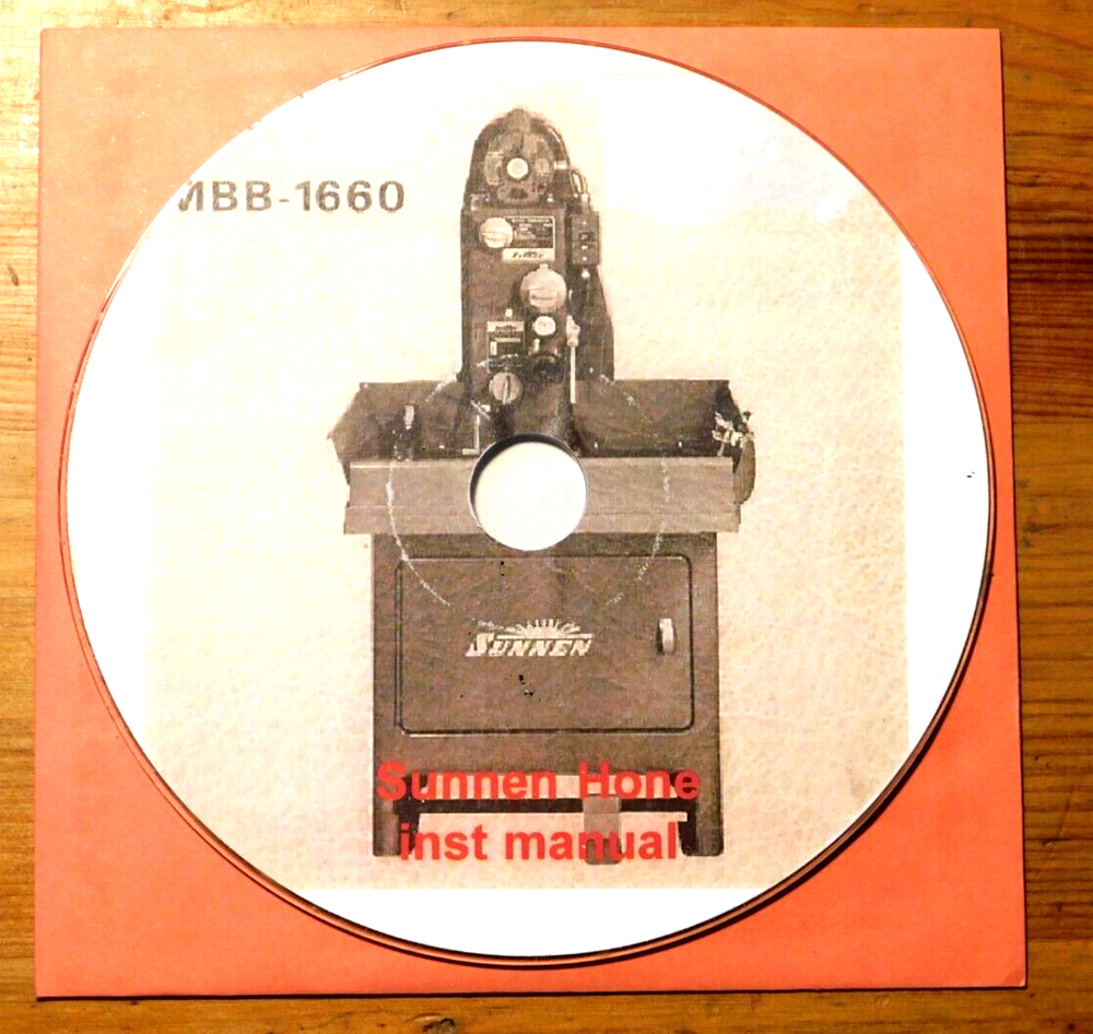Sunnen MBB 1660 honing machine instruction manual on CD-ROM
