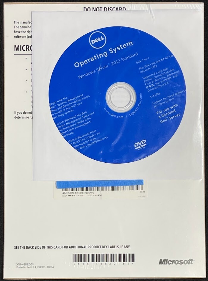 Dell/Microsoft Windows Server 2012 Standard N/A Downgrade Edition / DC37W