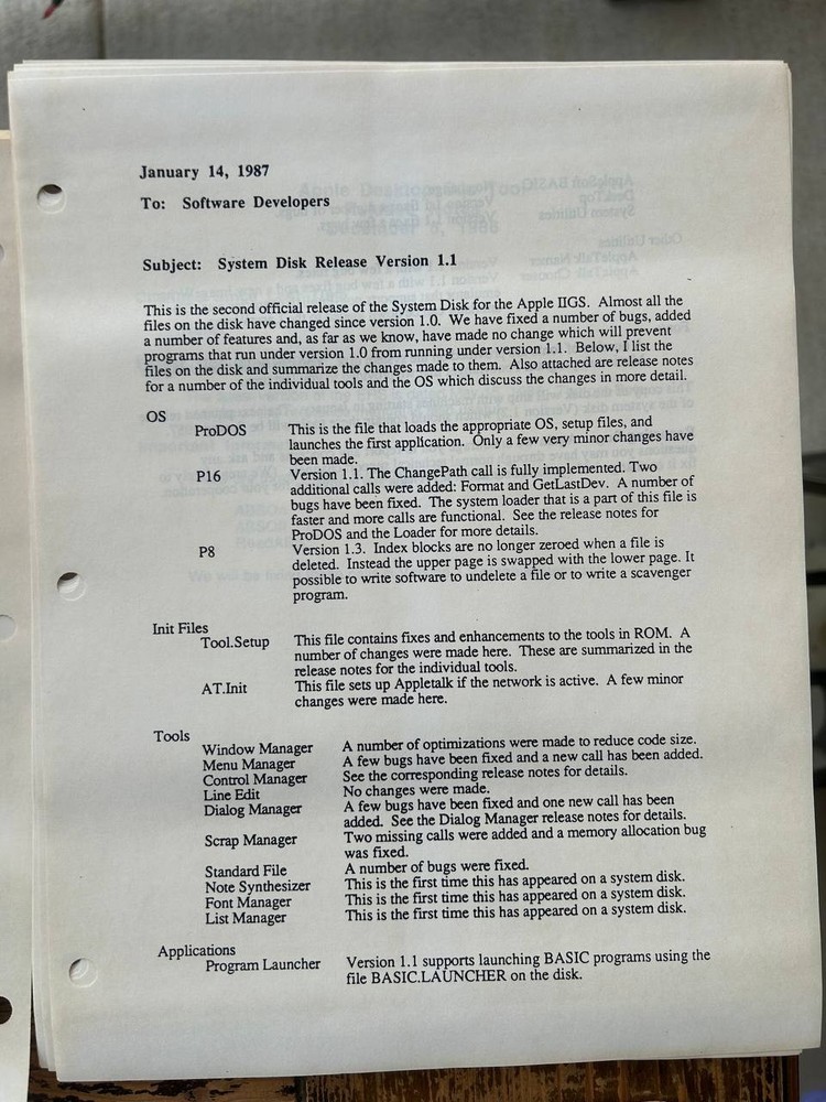 Original Apple internal IIgs Cortland software, ROM & ERS documents 1986–87