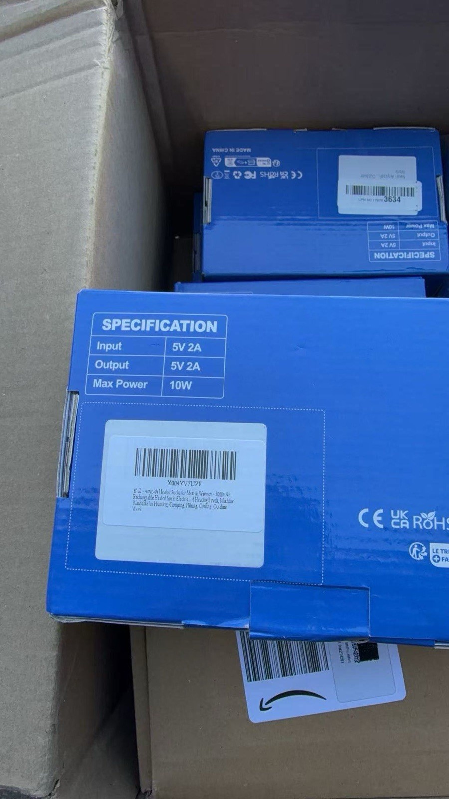 (One Size)Electric Heated Socks 5000mAh Rechargeable 4 Heat Settings for Outdoor