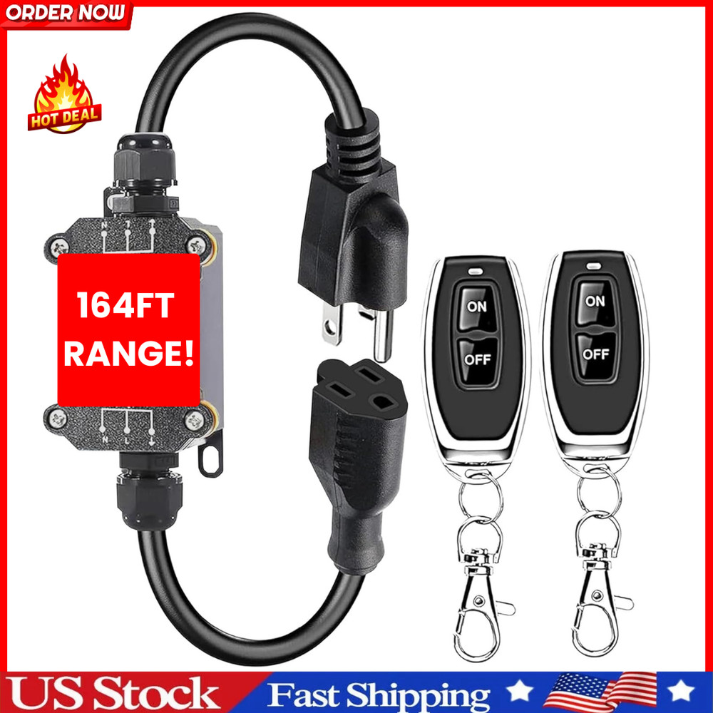 AC110V Waterproof Remote Control Power Switch with 164ft Long Range,AC110V/12...