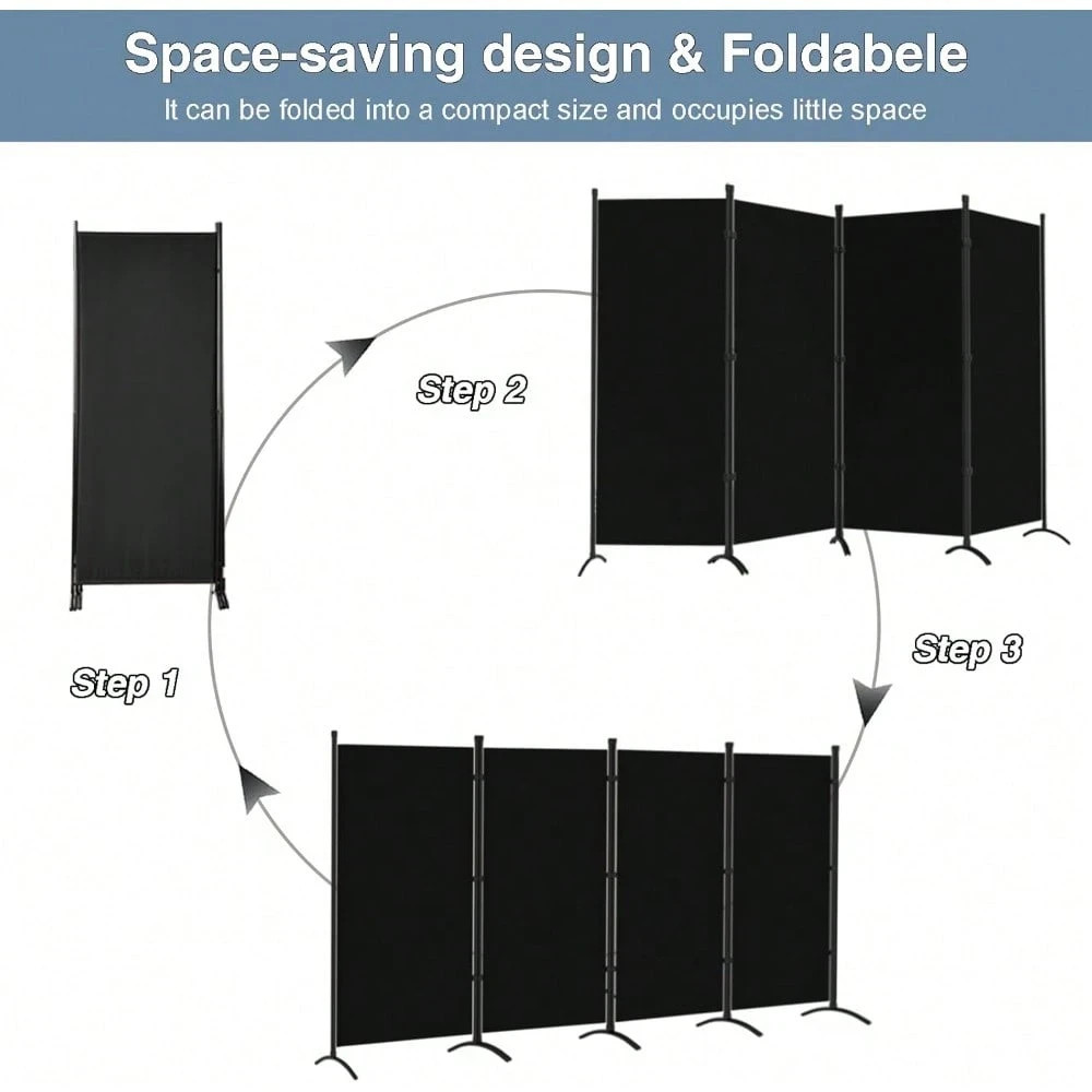 Black 4-Panel Folding Room Divider