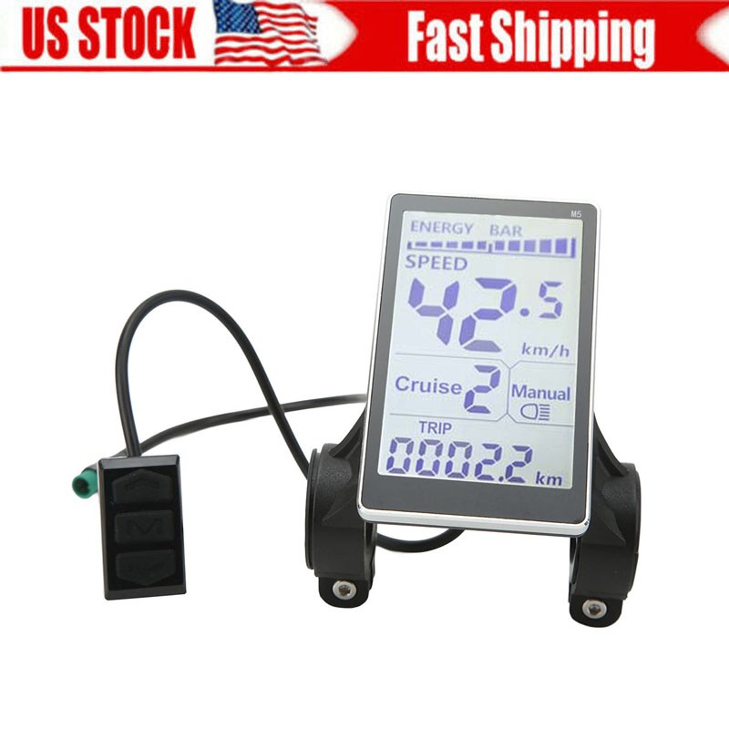 E-bike 24V-60V M5 LCD Display Screen Speed Meter Control Panel 5pin WP Plug US