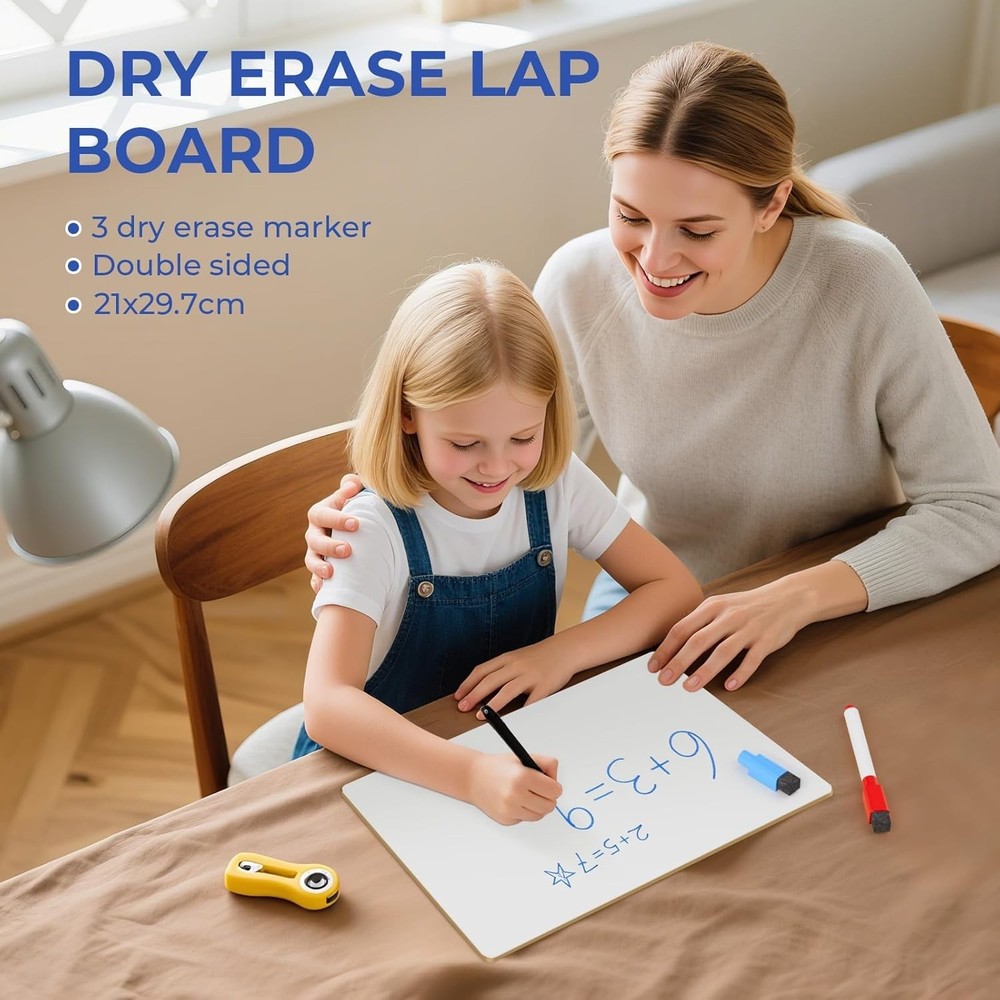 Compact Double-Sided Lapboard - 12x16” Whiteboard with Easy Erasing Surface