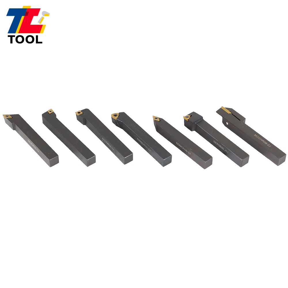 7Pc 1/2" Lathe Tool Bit Thread Insert+Holder Set Carbide Indexable Turning Tool