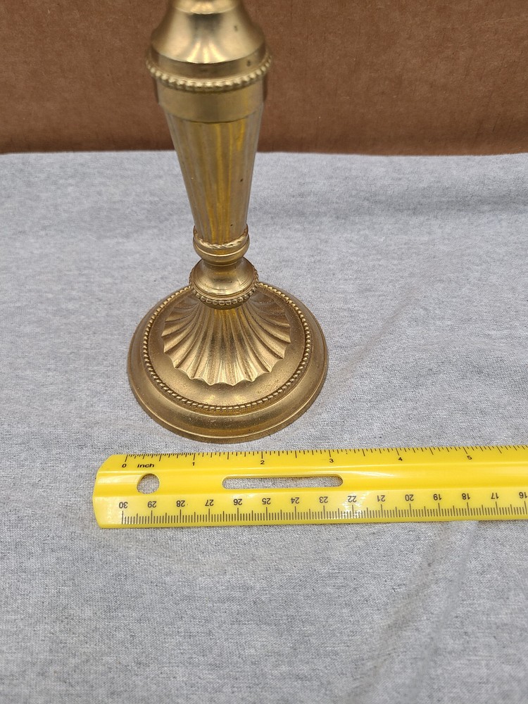 Single Brass Candlestick / holder - 7 1/2 " tall, 3" round base