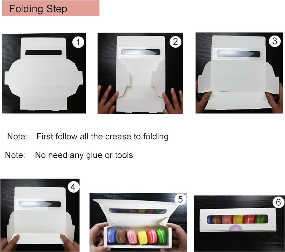 30 Pack Macaron Boxes with Window White Pastry Packaging Container for white