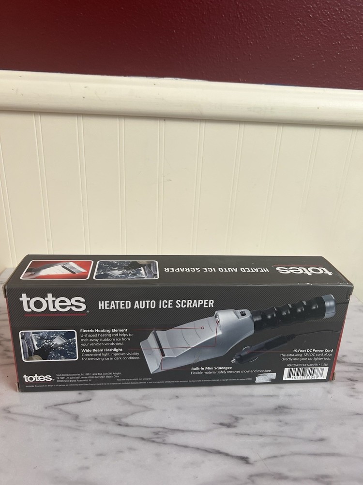 Totes Heated Auto Ice Scraper with a built-in flashlight.