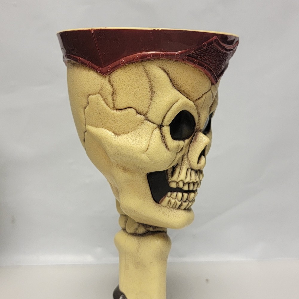 Pair 7in Skeleton Skull Plastic Wine Goblet Drink Cup Halloween