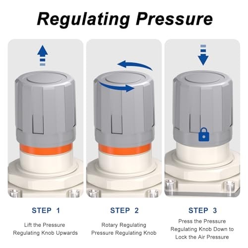 1" NPT Compressed Air Filter Regulator Lubricator Combo, Water Separator, 5 Micr