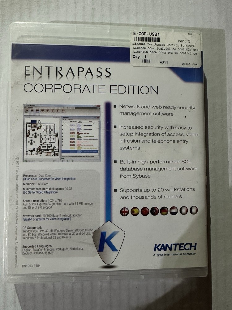 (NEW & SEALED) Kantech E-COR-USB EntraPass Corporate Edition Software