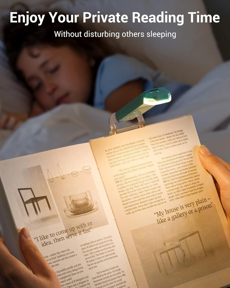 USB Rechargeable Clip-On LED Book Light - Adjustable Brightness for Reading