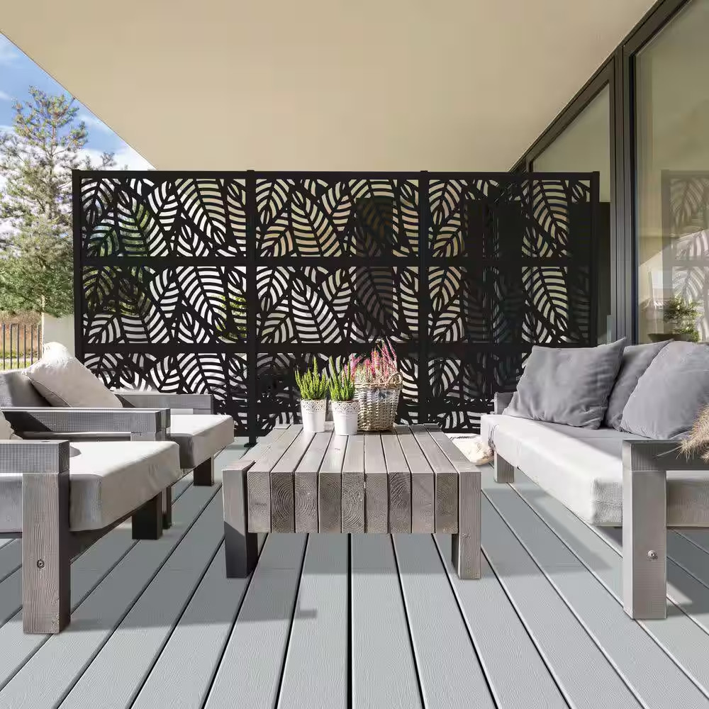 2 Ft. X 4 Ft. Sanibel Black Polypropylene Decorative Screen Panel