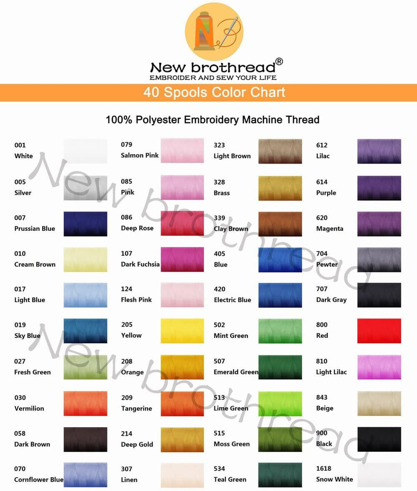 40 Spools Polyester Machine Embroidery Thread Kit 500M Colors Compatible with Br