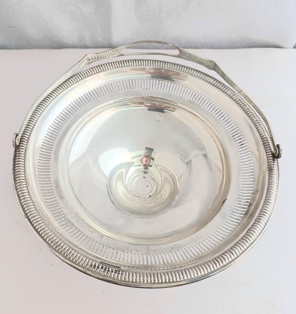Watrous Sterling Hinged Handle Weighted Basket 6 1/2" Diameter
