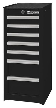 Westward 32H865 Westward Side Cabinet, 7-Drawers, Powder Coated Black, 15.5" W