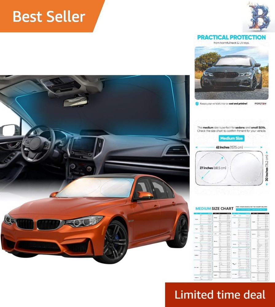 Multi-Size Car Sun Shade - Reflective Windshield Protector for All Vehicle Types