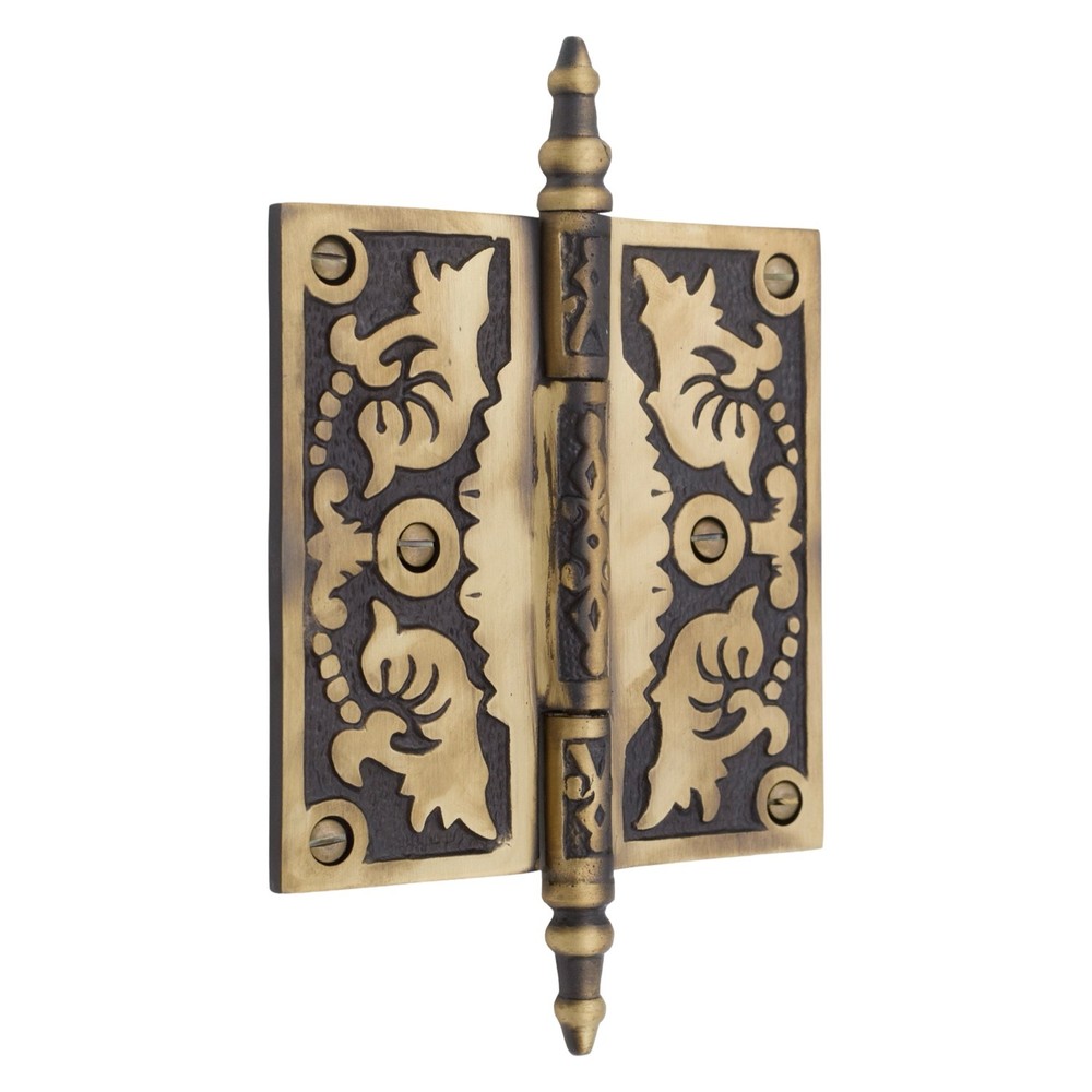 Victorian Style 4 Inch Door Hinge Highlighted Bronze in Solid Brass