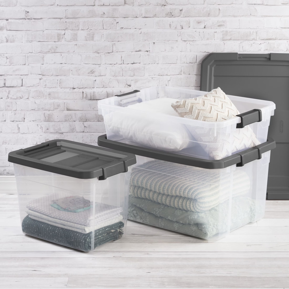 40 Quart Medium Stackable Storage Bin, Clear Plastic Underbed Storage Container