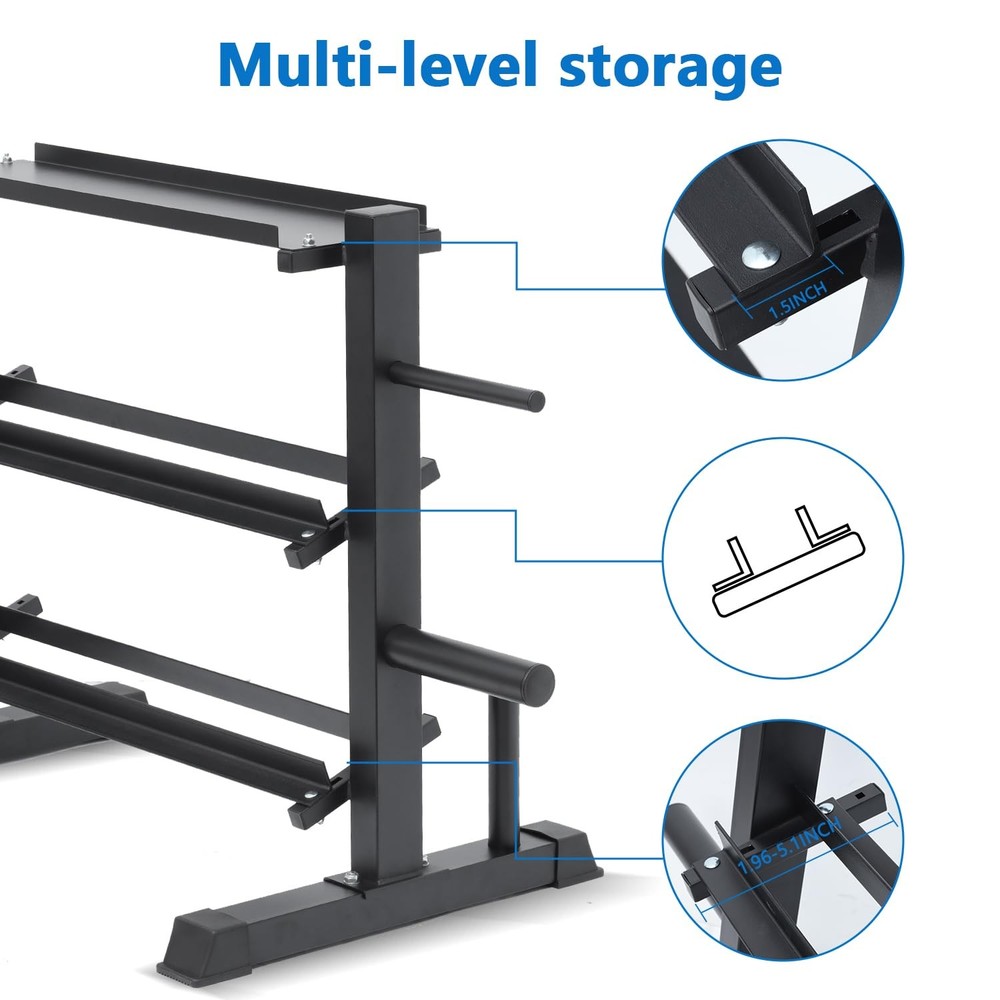Adjustable Dumbbell Rack, Dumbbell Set with Storage Rack for Kettlebells, Wei...