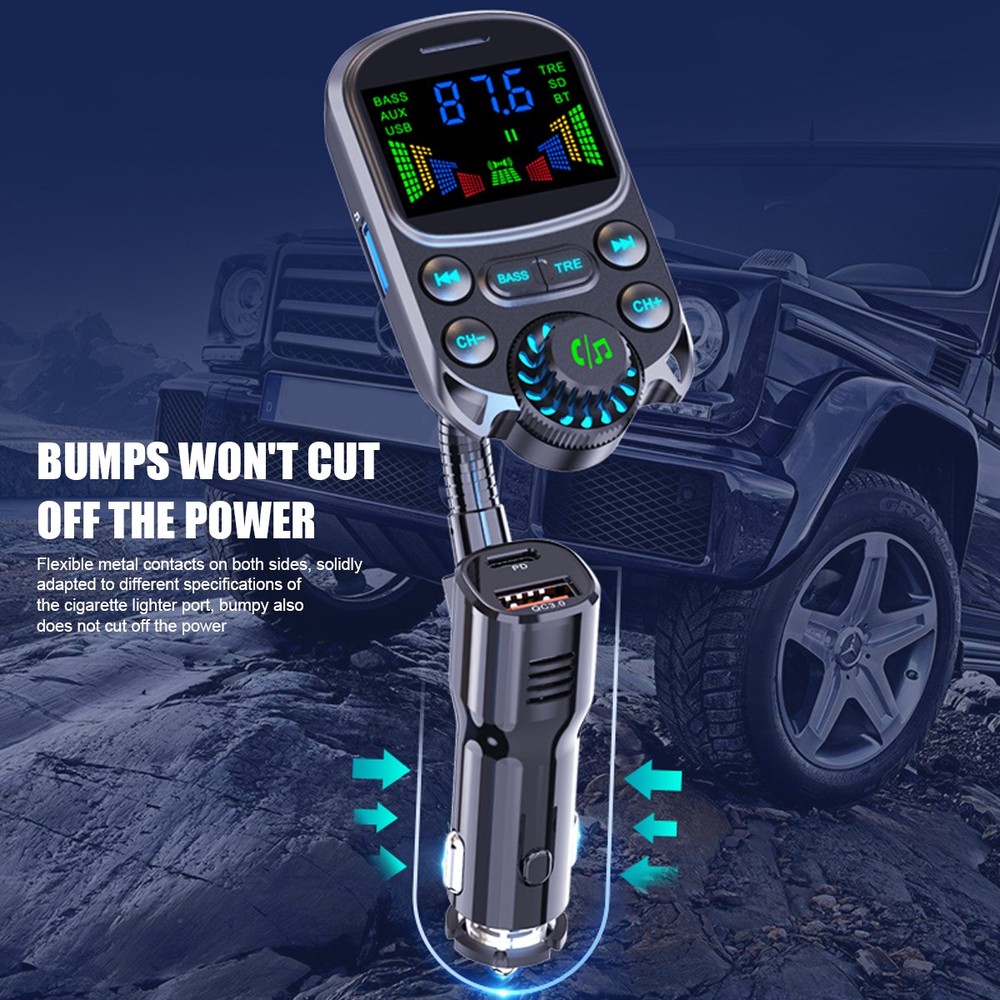 Car Bluetooth FM Transmitter Radio MP3 Wireless Adapter 30W PD USB Fast Charger