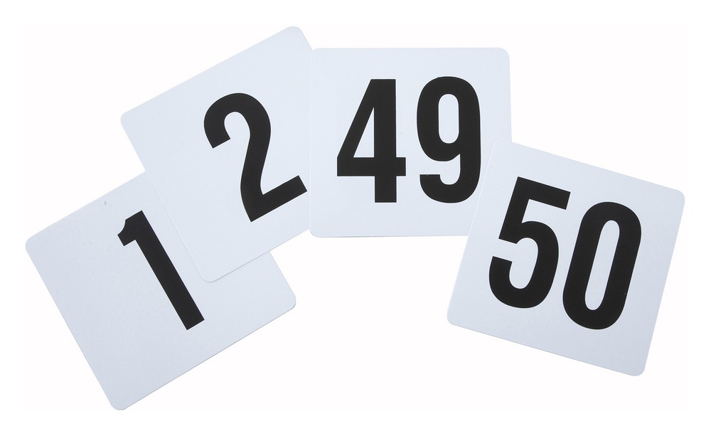 Table Numbers, 1-50, 4" x 3-3/4", Plastic (12 Set)
