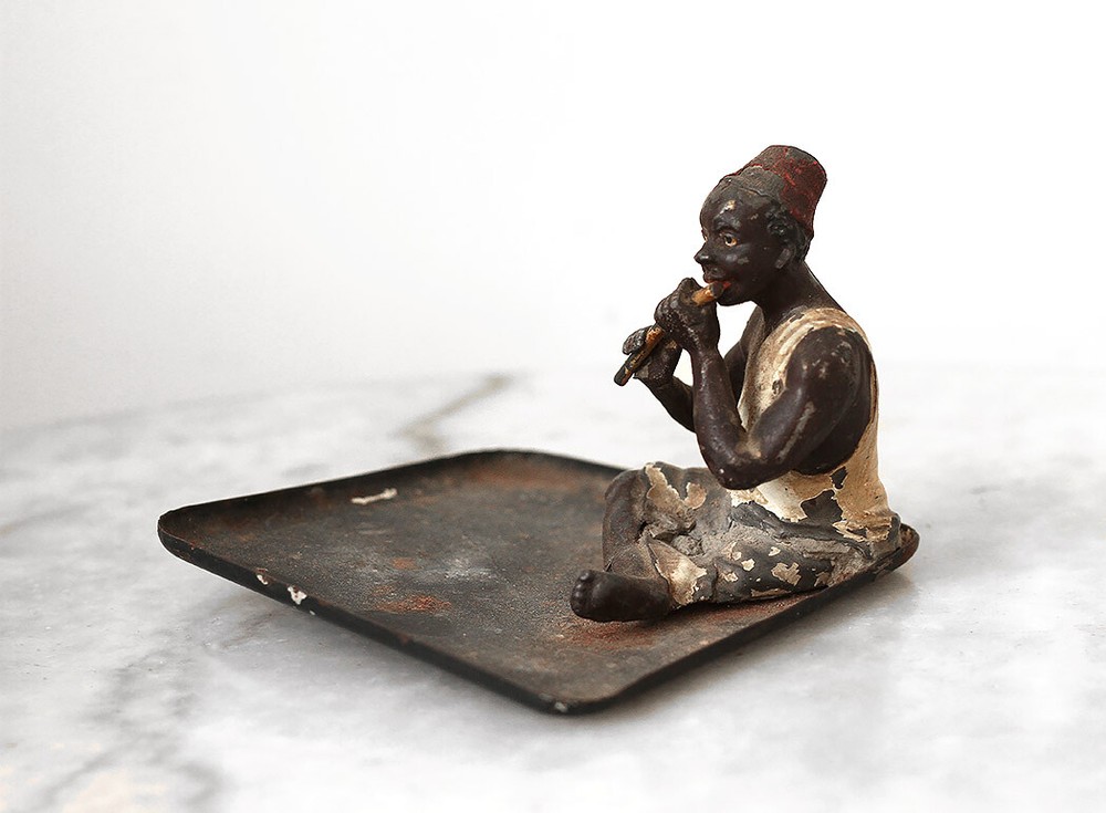 Antique orientalist bronze (?), flute player