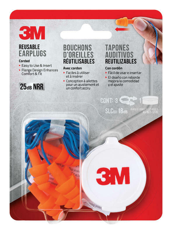 3M 25 dB Polyurethane Foam Earplugs Blue/Orange