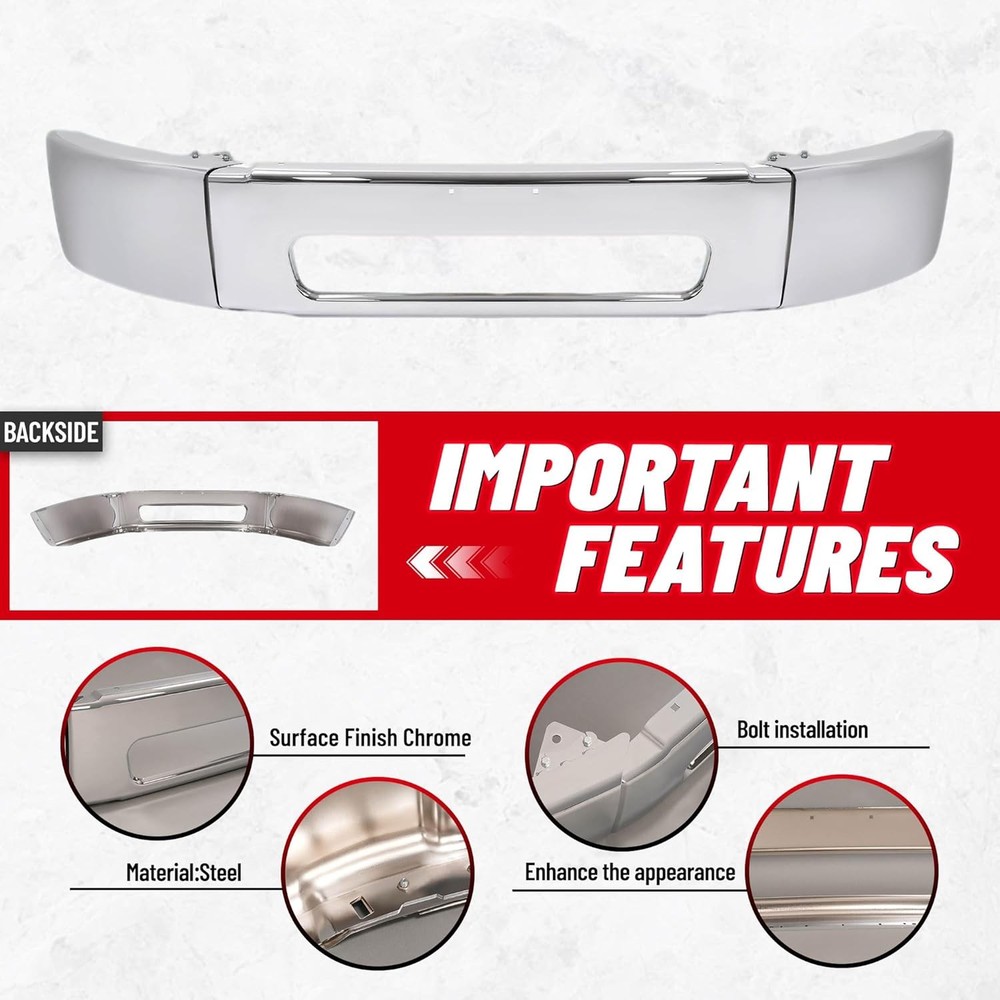 Front Bumper Assembly Chrome for 2003-2021 Freightliner M2 106 112 Models