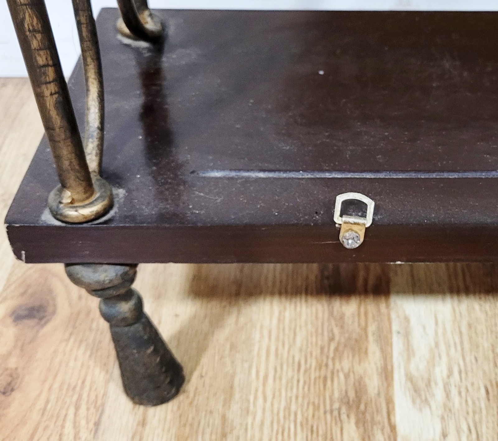 Vintage Mid-Century MODERN Rope & Tassel BRONZE Display Wall ETAGERE Bookshelf