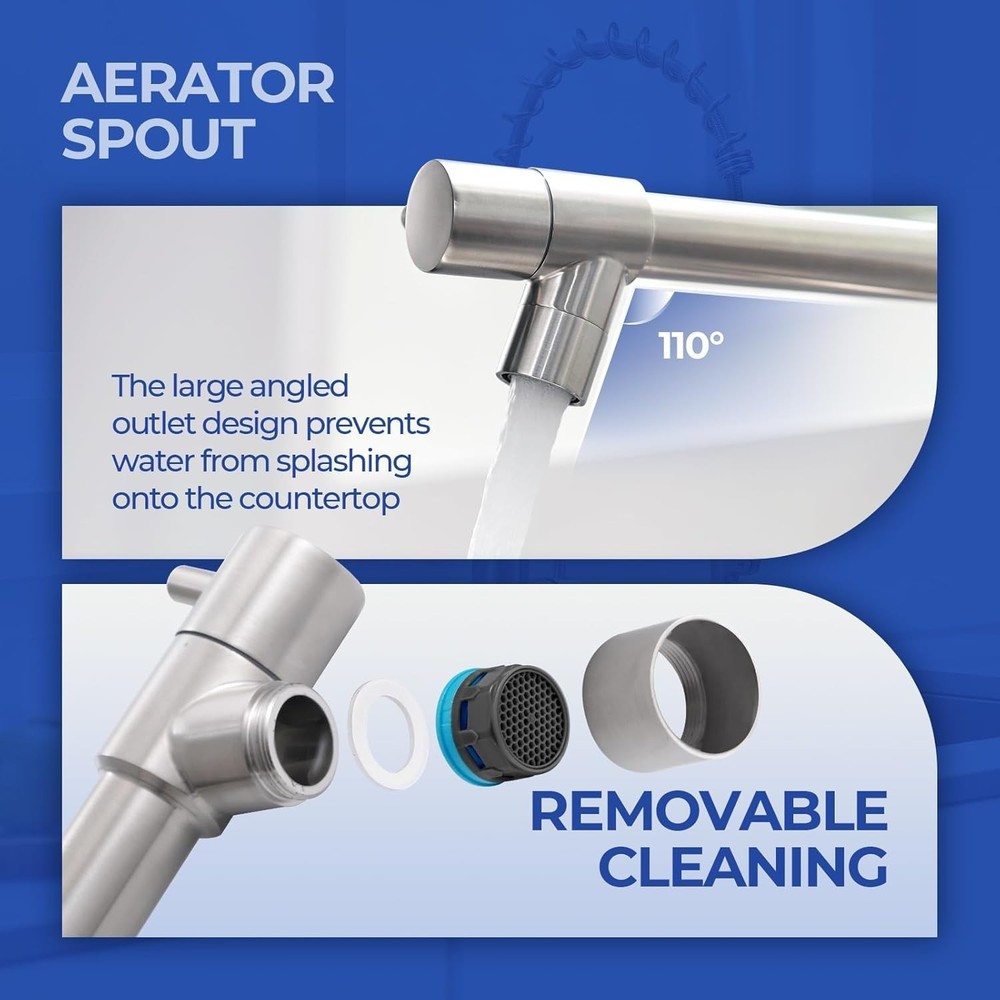 Kitchen Faucet Pull Down Sprayer Single Handle Commercial Double-Head Mixer Tap
