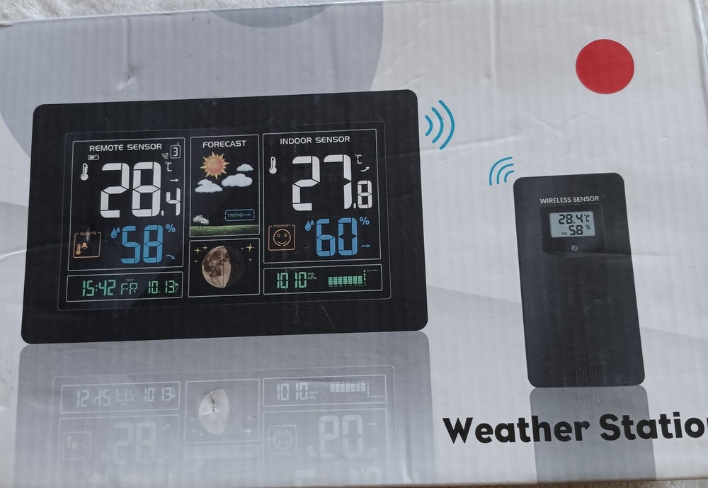 Digital Weather Station Forecast Wireless Sensor Colour Display. No Remote