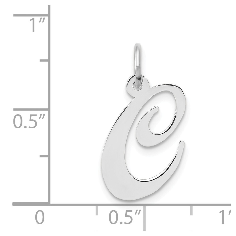 14K White Gold Medium Fancy Script Initial C Charm