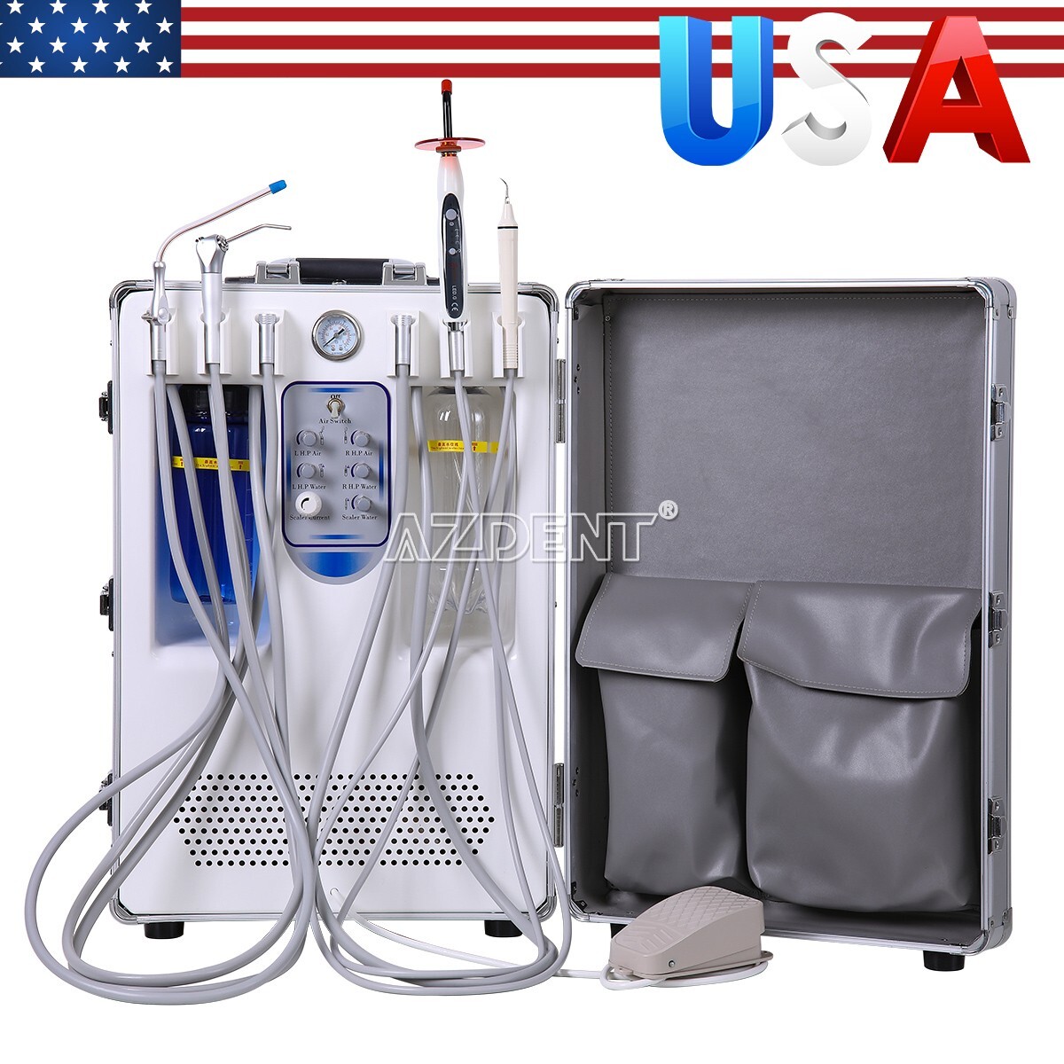 Portable Mobile Dental Delivery Unit System Suction Air Compressor Motor 4Hole