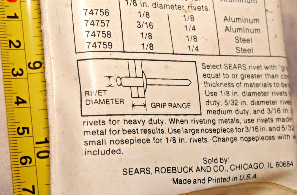 USED Arrow Rivet Tool E-Z Pull Model RL100 for 1/8" 5/32" 3/16" Pop Rivets