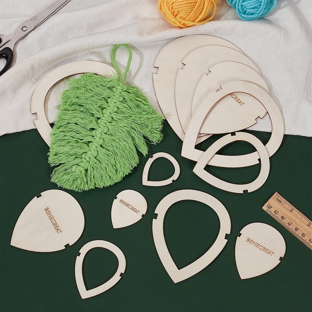12Pcs Leaf Macrame Cutting Molds Wood Macrame Leaf Cutting Template Macrame F...