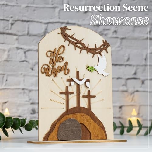 He Is Risen Gifts For Adults, Easter Decor Resurrection Scene Empty Tomb,