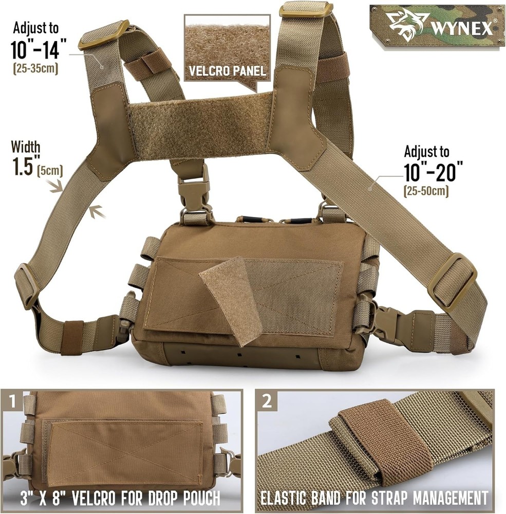 Tactical Chest Rig Pack for Men Running Chest Bag with Front Loop Airso...