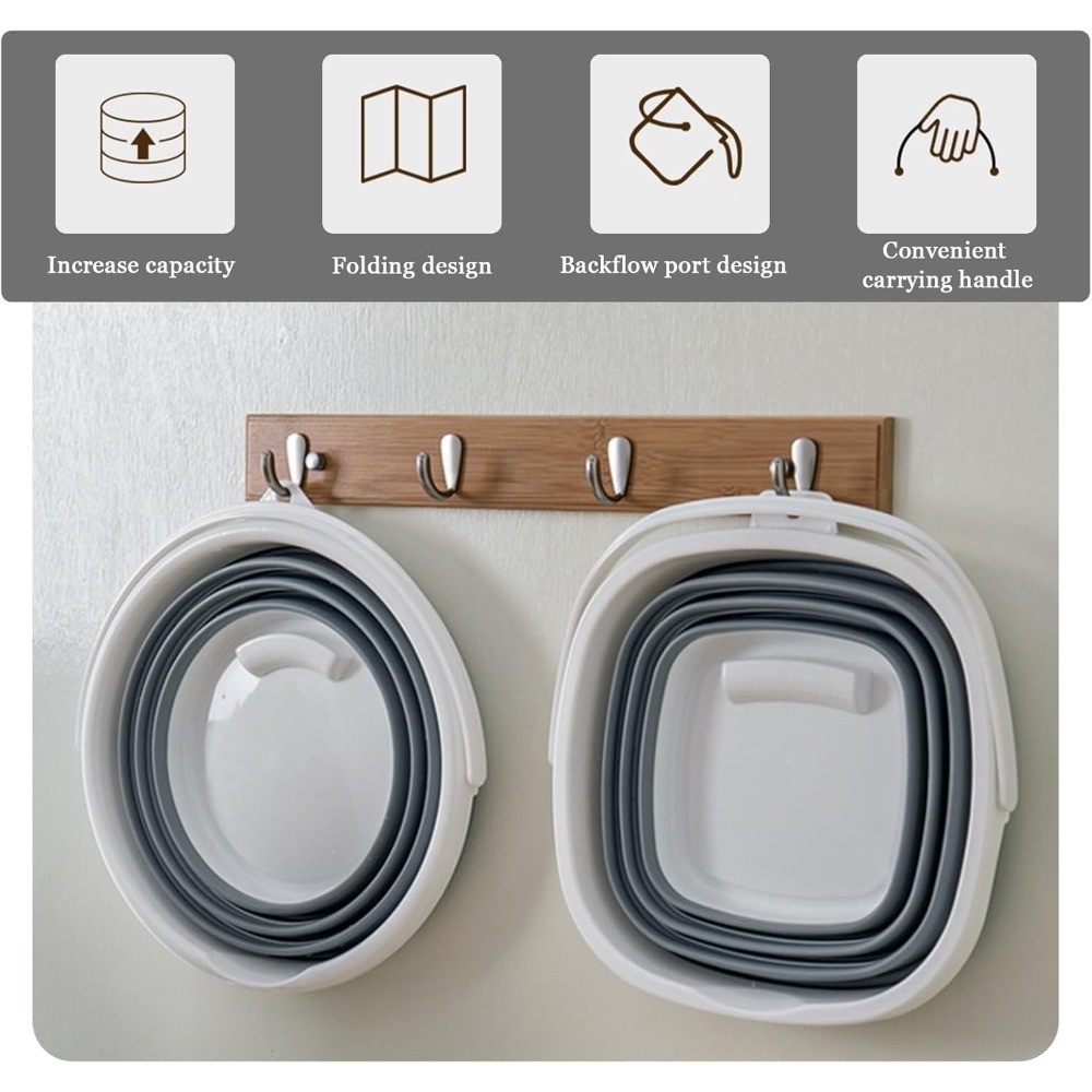 Collapsible Bucket Foldable Square Tub 5L 1.3 Gallon Portable Wash Basin