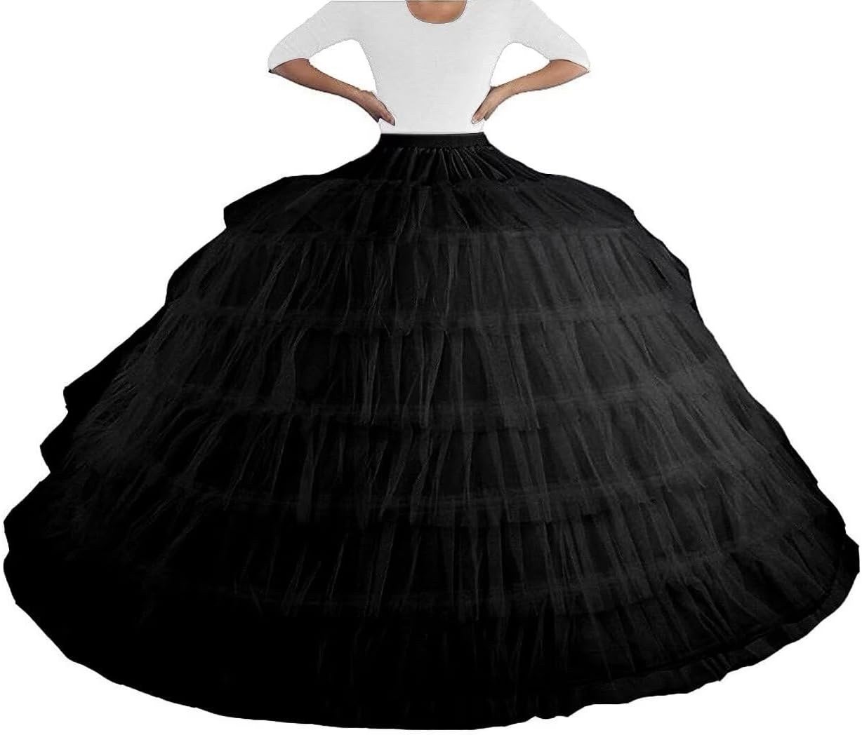 Full 6 Hoop Skirt Floor Length Crinoline Underskirt Wedding Dress Petticoat