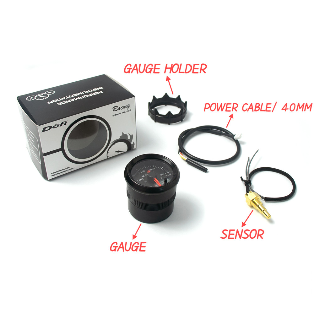 2" 52mm Digital & Pointer 7 Color LED Oil Temp Gaue Oil Temperature Meter+Sensor