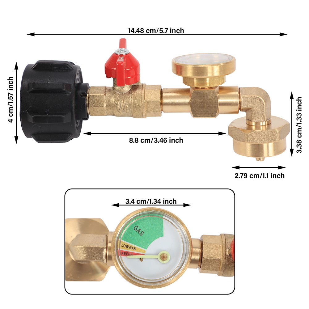 Adapter for Propane Transfer with Gauge & Control Valve