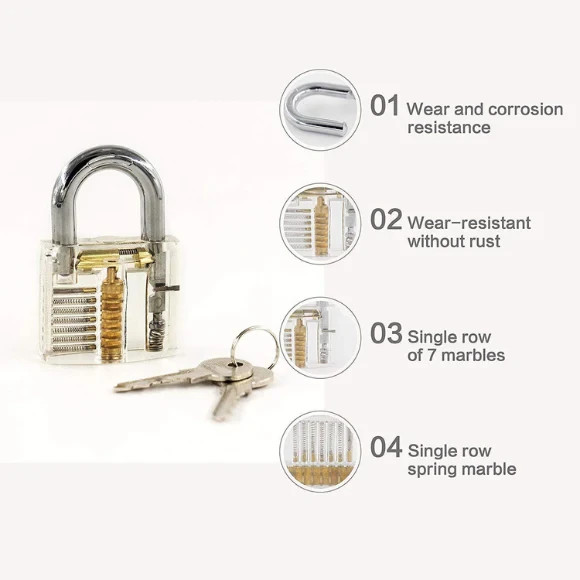 15 PCS Stainless Steel Practice Tools with Transparent Lock Training Model