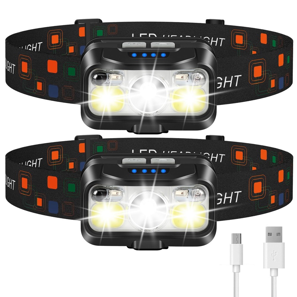 Headlamp Rechargeable, Lumen Super Bright Motion Sensor Head Lamp Flashlight,...