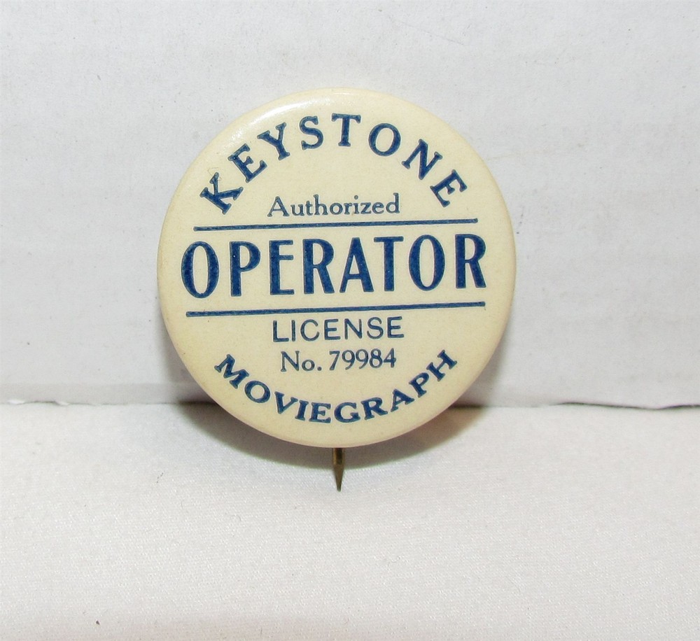Keystone Moviegraph Authorized Movie Operator Pinback Button