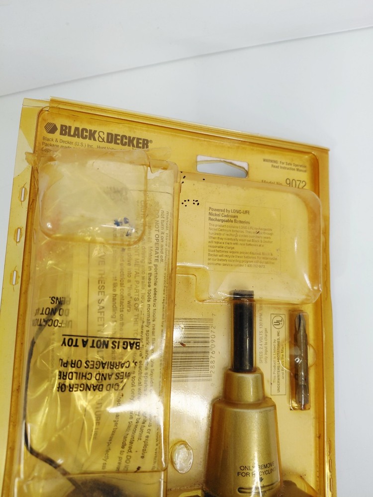 Black & Decker Cordless Screwdriver Model #9072 Rechargeable .