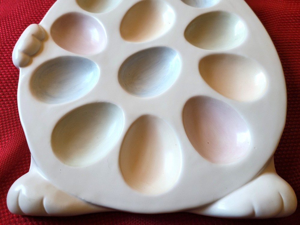 *ADORABLE* DEPT 56 Stoneware *EASTER BUNNY RABBIT* 13 1/4 x 9" Deviled EGG PLATE