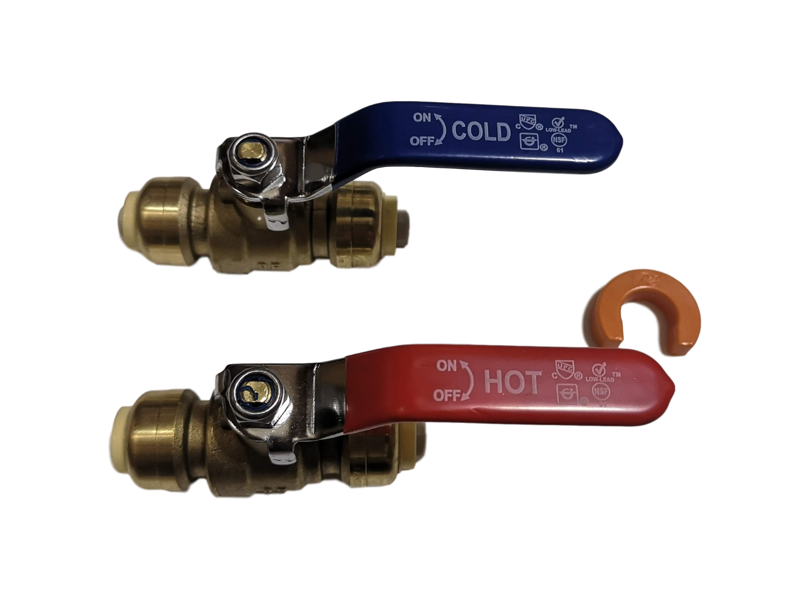 2 Pcs. 1/2" Push Fit Ball Valve Hot and Cold with 1 Removing Clip,