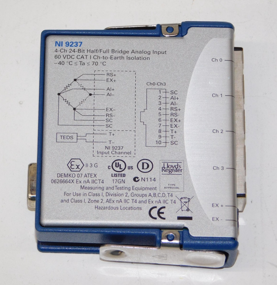 National Instruments 198859B-01L NI 9237 4Ch 24 Bit Bridge Analog Input Module